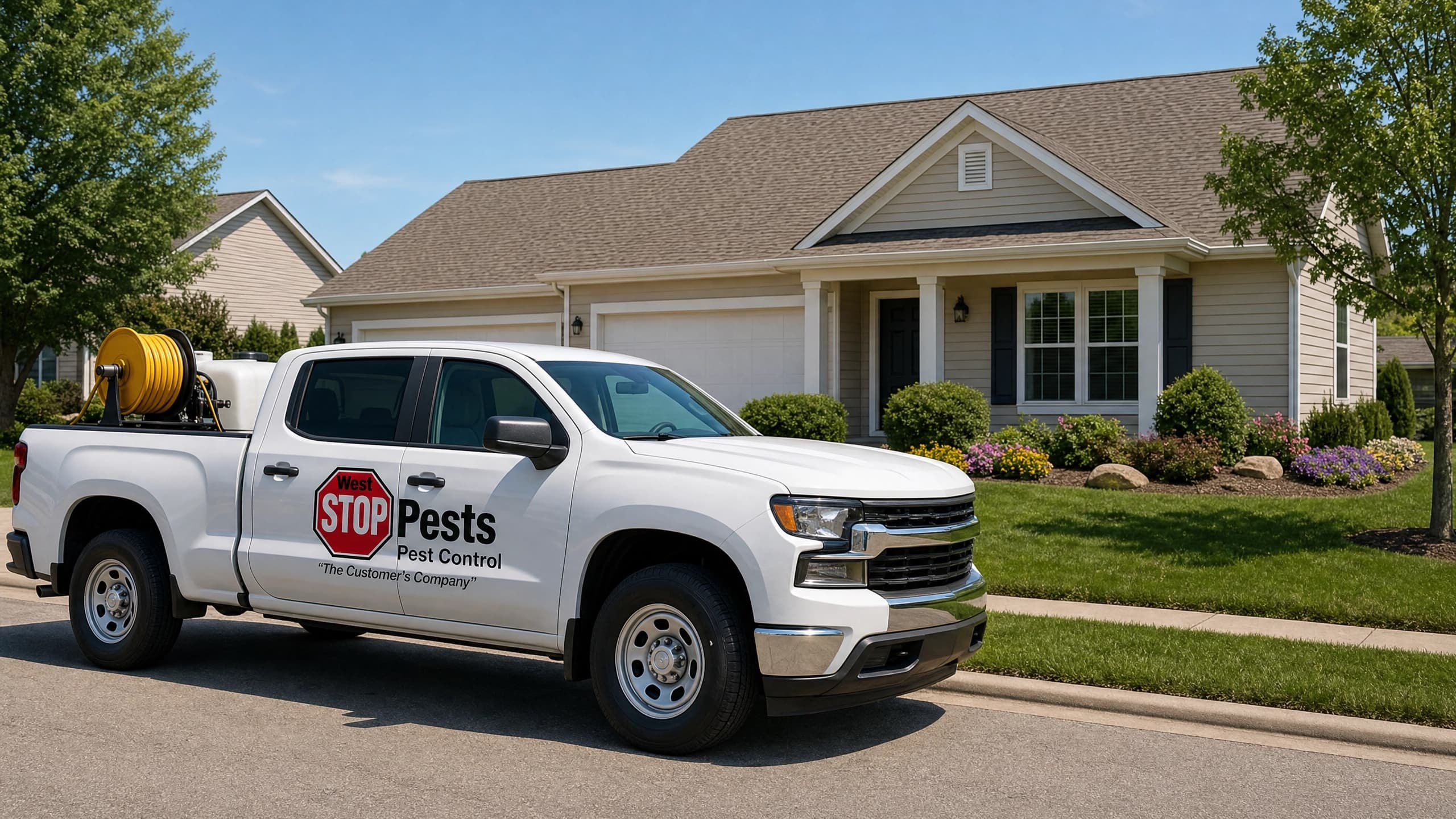 West STOP Pests pest control truck at a Central Coast home